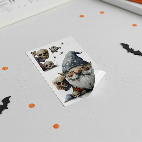 Gotik Cüce ve Kafatası Halloween Duvar Sticker Seti - 2